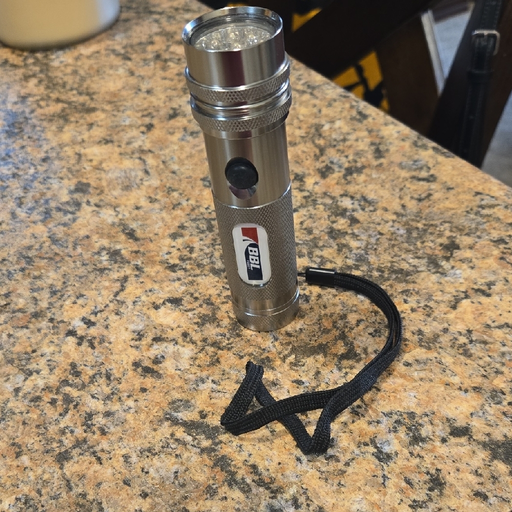 Metal LED Flashlight with Wrist Strap - Silver